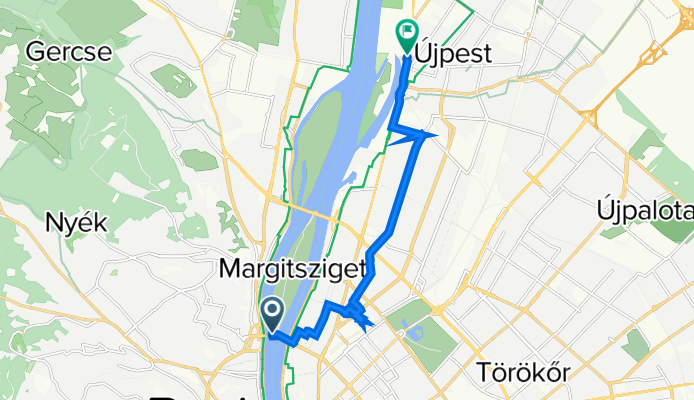 Margitsziget / Margit híd, Budapest to Váci út 34, Budapest