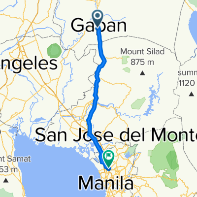 8W3R+9Q5, Gapan City to MX6V+MWM, Caloocan