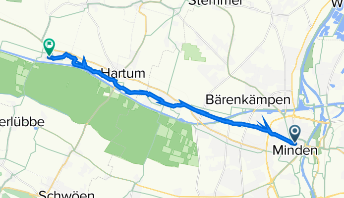 Marienstraße 8, Minden nach Stockwiese 6, Hille