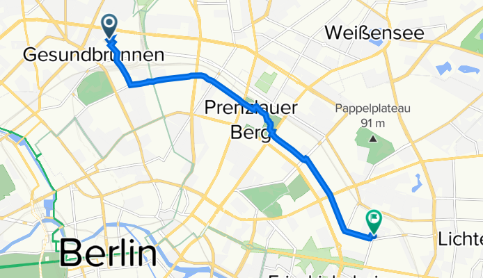 Grüntaler Straße 21, Berlin nach Eldenaer Straße 36, Berlin