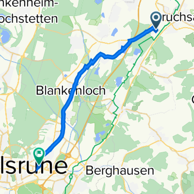 Tannenweg 1, Bruchsal nach Tullastraße 71–73, Karlsruhe