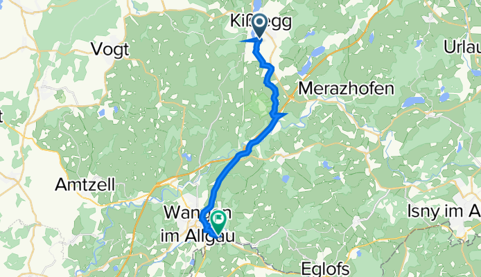 Josef-Schilt-Straße 7, Kißlegg nach Simoniusstraße 28, Wangen im Allgäu