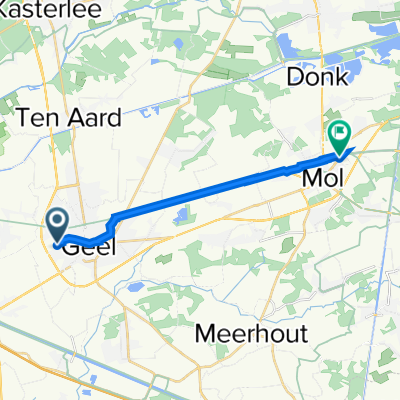 Eikenstraat 14, Geel naar Rozenberg 123, Mol