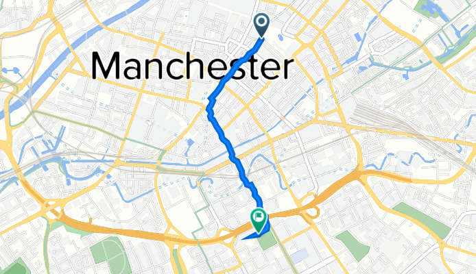 The Exchange, Piccadilly Gardens, Manchester to Chorlton-on-Medlock, Manchester
