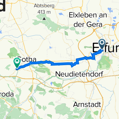 Ottostraße 28, Erfurt nach Inselsbergstraße 116, Gotha