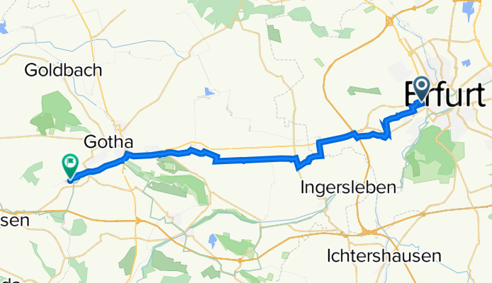 Ottostraße 28, Erfurt nach Inselsbergstraße 116, Gotha