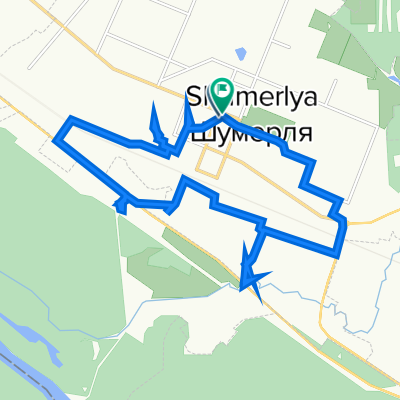 От улица Жукова 16, Шумерля до улица Ленина 5а, Шумерля