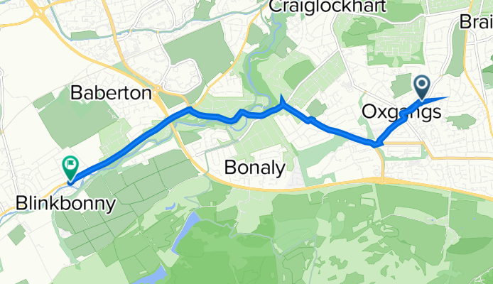 22D Oxgangs Ave, Edinburgh to 55.899° N -3.298° W