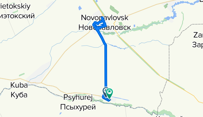 От улица Мира 61, Старопавловская до RJVQ+F4, Старопавловская
