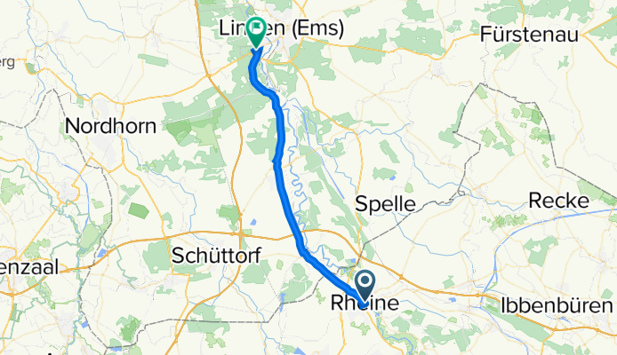 Tiefe Straße 13, Rheine nach Pöttkerdiek 12, Lingen (Ems)