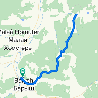 От Аптечная улица 13, Барыш до Аптечная улица 2а, Барыш