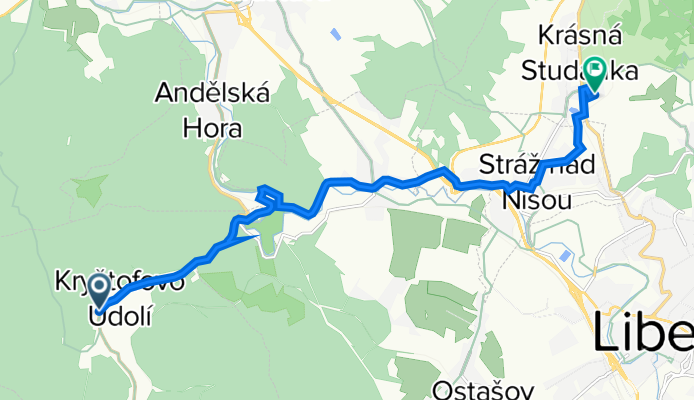 592, Kryštofovo Údolí to Rybízová 247, Liberec