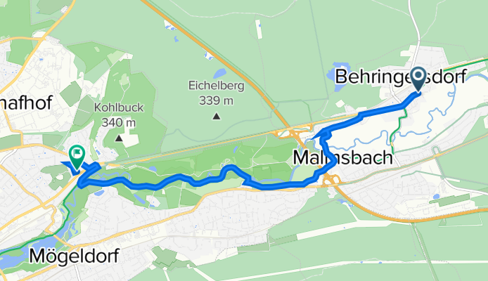 Am Vogelherd 2, Schwaig bei Nürnberg nach Kleiststraße 4B, Nürnberg