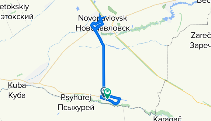 От улица Мира 61, Старопавловская до RJVQ+F4, Старопавловская