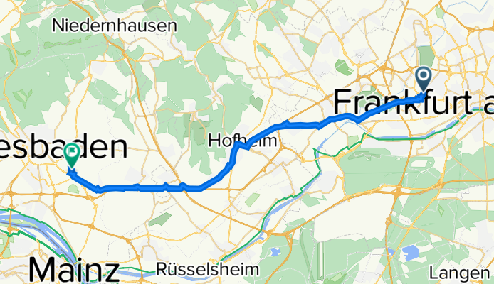 Ohmstraße 67, Frankfurt am Main nach John-F-Kennedy-Straße 3, Wiesbaden
