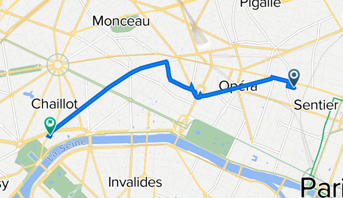 13 Rue d'Uzès, Paris à 7–12 Place d'Iéna, Paris