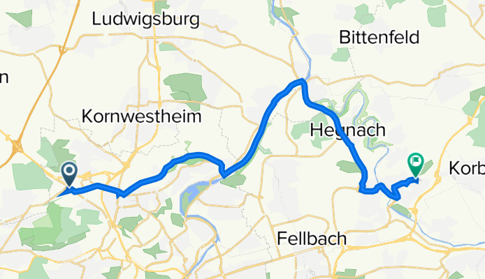 Schwieberdinger Straße 147, Stuttgart nach Stauferstraße 19, Waiblingen