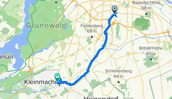 Hauptstraße 128, Berlin nach Erlenweg 79, Kleinmachnow