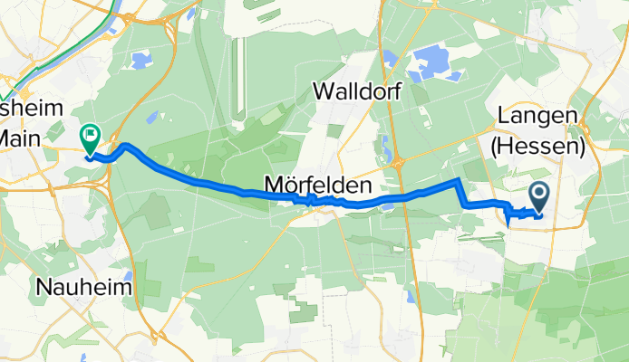 Goethestraße 1, Egelsbach nach An der Wied 4, Rüsselsheim am Main