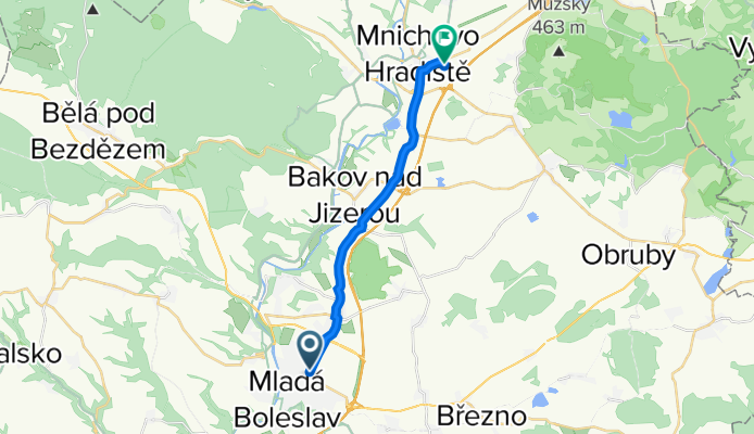 třída Václava Klementa 821, Mladá Boleslav to Přestavlcká 1473, Mnichovo Hradiště