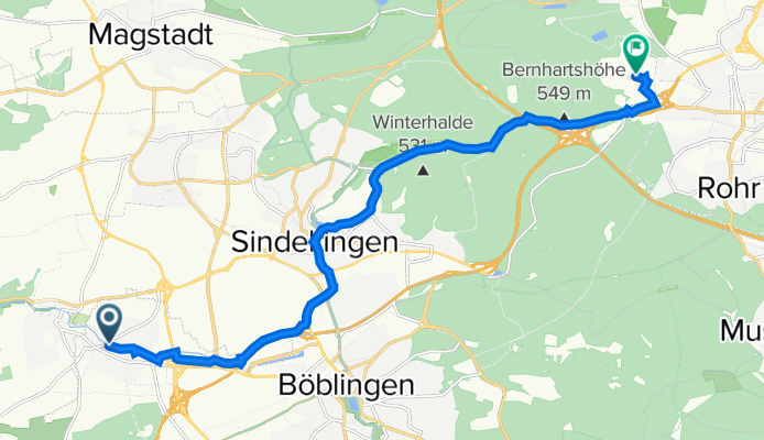 Wiesentalstraße 1, Böblingen to Patch Barracks 2314, Stuttgart