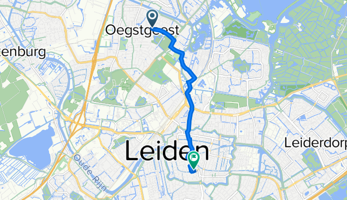 Hazenboslaan 33, Oegstgeest naar Steenschuur 19, Leiden