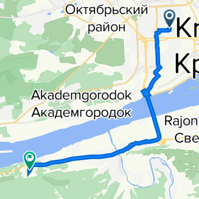 От улица Менжинского 12А, Красноярск до Свердловская улица 289 , стр. 33, Красноярск