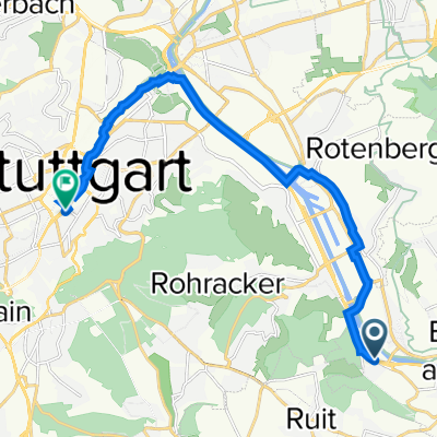 Weilstraße 219–221, Esslingen am Neckar nach Hauptstätter Straße 53, Stuttgart