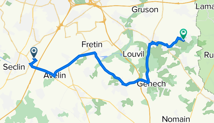 De Rue de l'Artisanat 220, Seclin à Rue de Walincourt 7, Wannehain