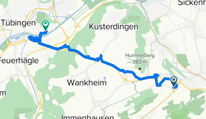 Karl-Henschel-Straße 8, Reutlingen nach Simon-Hayum-Straße 4, Tübingen