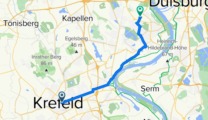 Rheinstraße 40, เครเฟลด์ to Hochstraße 150, ดุยส์บูร์ก