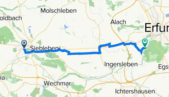 Herrenwiesenweg 2, Gotha nach Bischlebener Straße 89, Erfurt