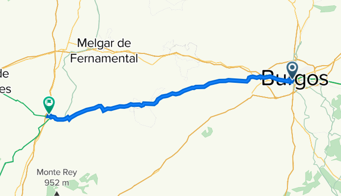Calle de Fernán González 32, Burgos nach Avenida del Ingeniero Rivera 29, Frómista