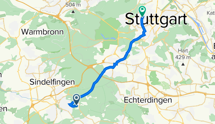 Panzerkaserne 2905, Böblingen to Vorsteigstraße 1, Stuttgart