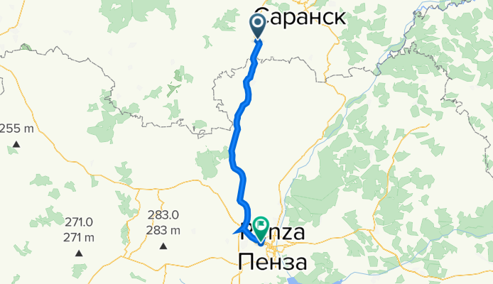 От Р158, Рузаевка до Тернопольская улица 350, Пенза