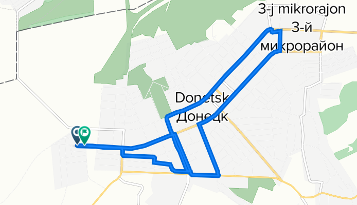 От Задорожная улица 7, Донецк до Задорожная улица 2, Донецк