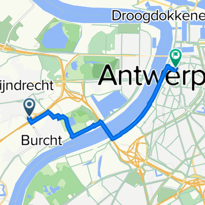 Pastoor Coplaan 100, Zwijndrecht naar Lange Koepoortstraat 2, Antwerpen