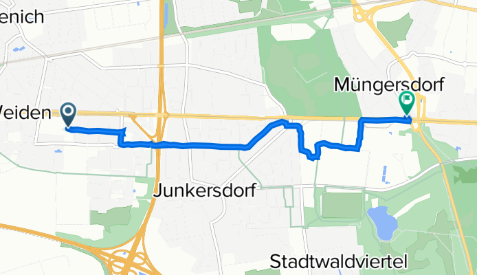 Bunzlauer Straße 5, Köln nach Aachener Straße 702, Köln