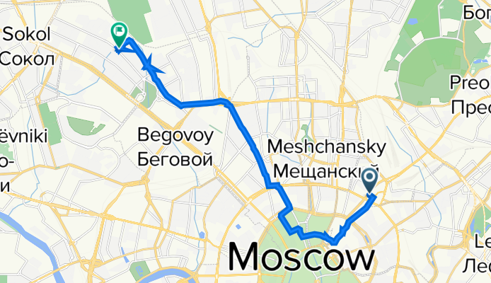 Орликов переулок, 1/11/13с1, Москва до Планетная улица, 30, Москва