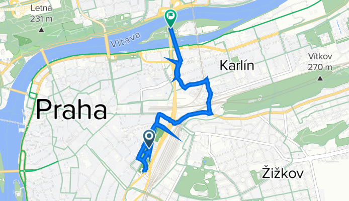 Vrchlického sady, Прага до Ostrov Štvanice, Прага