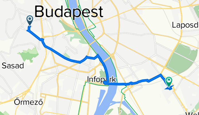 Böszörményi út 36b., Budapest to Gyáli út 17., Budapest