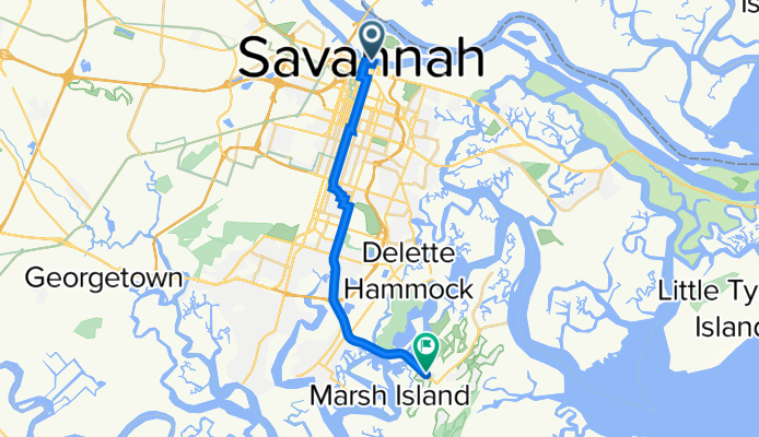 502 E River St, Savannah to 93–99 Diamond Cswy, Savannah