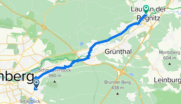Zerzabelshofer Hauptstraße 14, Nürnberg nach Glockengießerstraße 10, Lauf an der Pegnitz