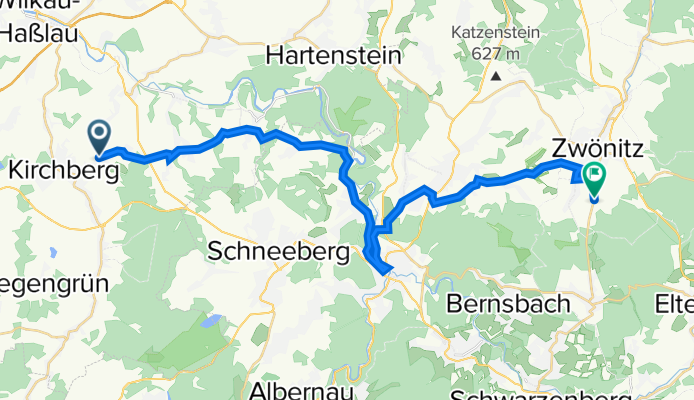 Schneeberger Straße 51, Kirchberg nach Grünhainer Straße 43, Zwönitz