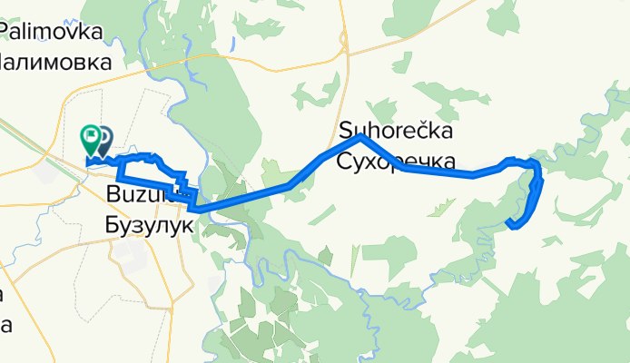 От улица Нефтянников 32, Бузулук до Тихая улица 6, Бузулук