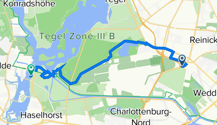 Kurt-Schumacher-Damm 38, Berlin nach Zernseestraße 8, Berlin