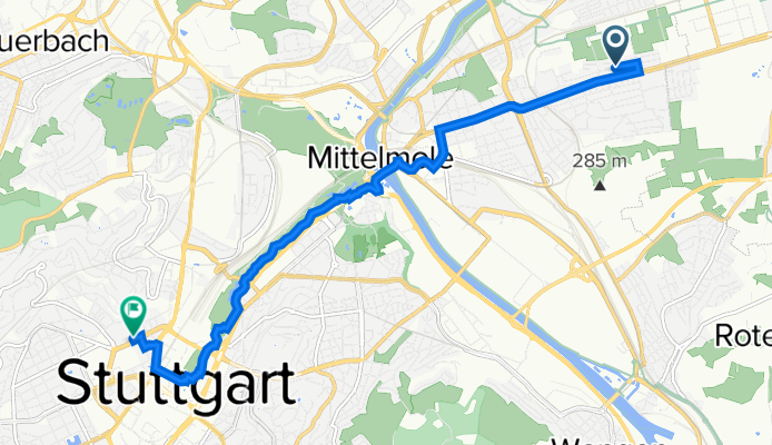 Theodor-Veiel-Straße 85, Stuttgart nach Stuttgart-Mitte, Stuttgart