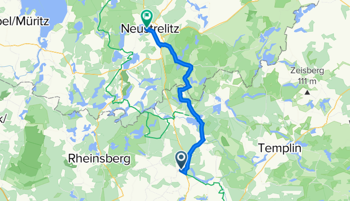 Hauptstraße 40, Gransee nach Useriner Straße 1, Neustrelitz