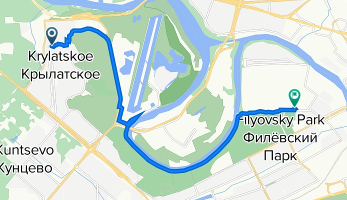 Осенняя улица, 24, Москва до Новозаводская улица, вл18, Москва