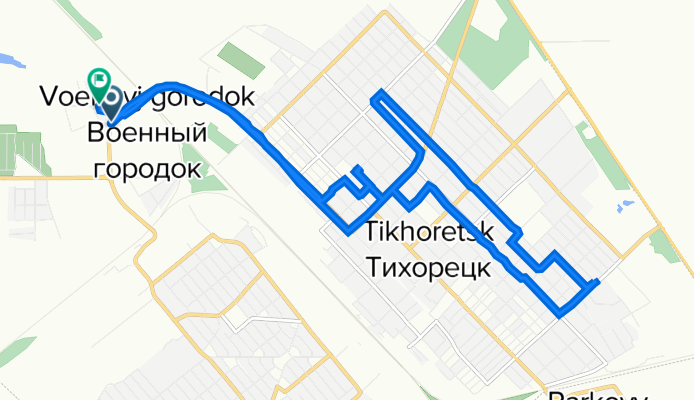 45.866° N 40.086° W до Донская улица, 30, Тихорецк